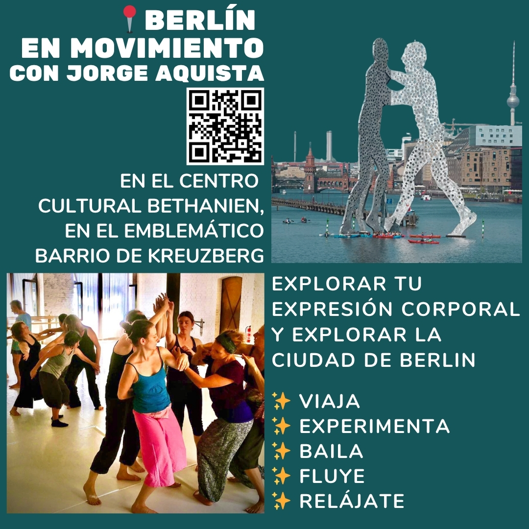 Berlín en movimiento con Jorge Aquista: movimiento, improvisación y encuentro. Información y código QR.